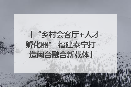 “乡村会客厅+人才孵化器” 福建泰宁打造闽台融合新载体