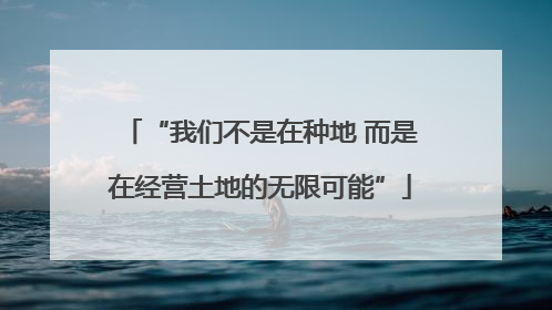 “我们不是在种地 而是在经营土地的无限可能”