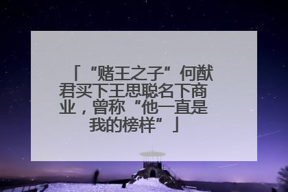 “赌王之子”何猷君买下王思聪名下商业，曾称“他一直是我的榜样”
