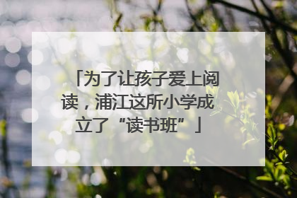 为了让孩子爱上阅读，浦江这所小学成立了“读书班”