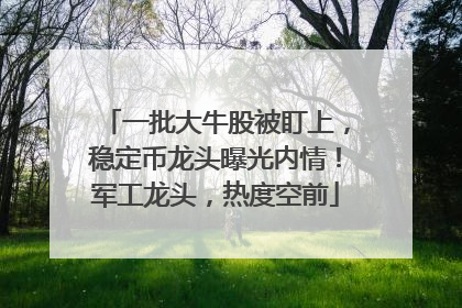 一批大牛股被盯上，稳定币龙头曝光内情！军工龙头，热度空前