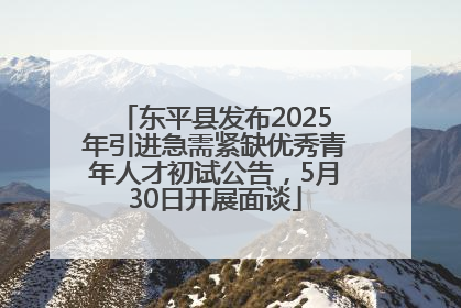 东平县发布2025年引进急需紧缺优秀青年人才初试公告，5月30日开展面谈