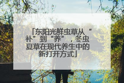 东阳光鲜虫草从“补”到“养”，冬虫夏草在现代养生中的新打开方式