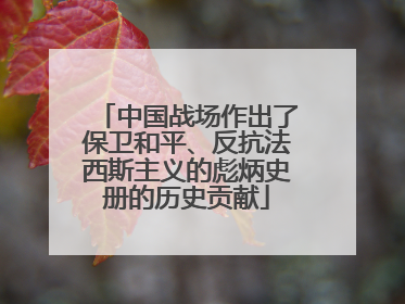 中国战场作出了保卫和平、反抗法西斯主义的彪炳史册的历史贡献