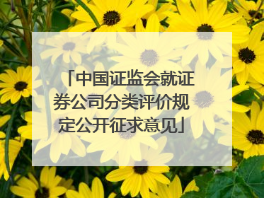 中国证监会就证券公司分类评价规定公开征求意见