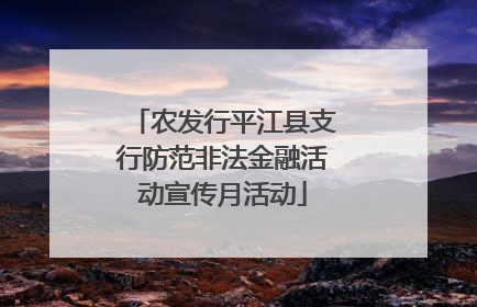 农发行平江县支行防范非法金融活动宣传月活动