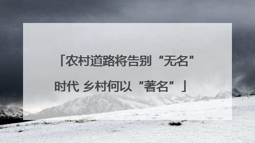 农村道路将告别“无名”时代 乡村何以“著名”