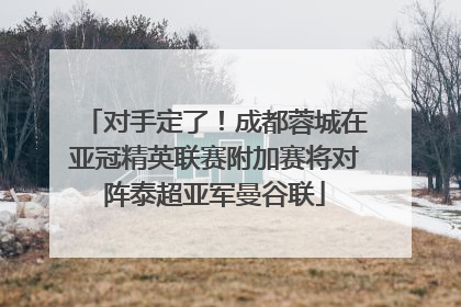 对手定了！成都蓉城在亚冠精英联赛附加赛将对阵泰超亚军曼谷联