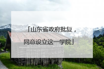 山东省政府批复，同意设立这一学院