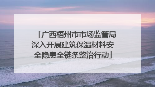 广西梧州市市场监管局深入开展建筑保温材料安全隐患全链条整治行动
