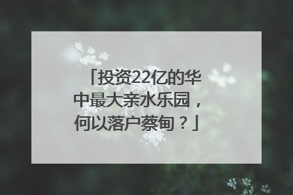 投资22亿的华中最大亲水乐园，何以落户蔡甸？
