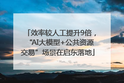 效率较人工提升9倍，“AI大模型+公共资源交易”场景在启东落地
