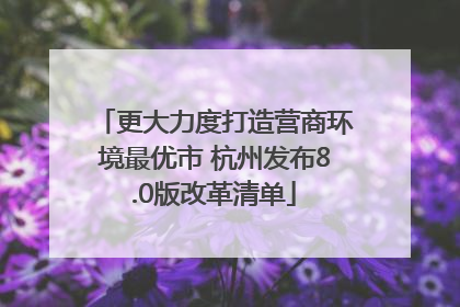 更大力度打造营商环境最优市 杭州发布8.0版改革清单