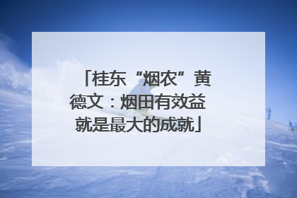 桂东“烟农”黄德文：烟田有效益就是最大的成就