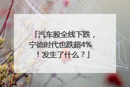 汽车股全线下跌，宁德时代也跌超4%！发生了什么？