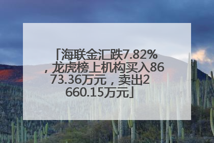 海联金汇跌7.82%，龙虎榜上机构买入8673.36万元，卖出2660.15万元