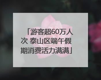 游客超60万人次 泰山区端午假期消费活力满满