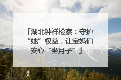 湖北钟祥检察：守护“她”权益，让宝妈们安心“坐月子”