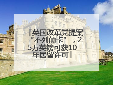 英国改革党提案“不列颠卡”，25万英镑可获10年居留许可