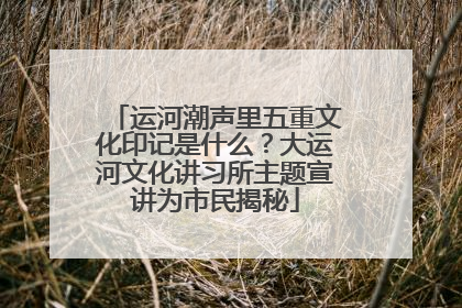 运河潮声里五重文化印记是什么？大运河文化讲习所主题宣讲为市民揭秘