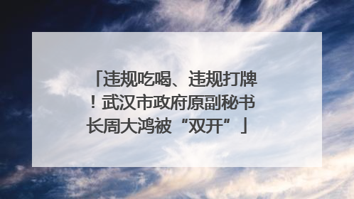 违规吃喝、违规打牌！武汉市政府原副秘书长周大鸿被“双开”