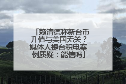 赖清德称新台币升值与美国无关？媒体人提台积电案例质疑：能信吗