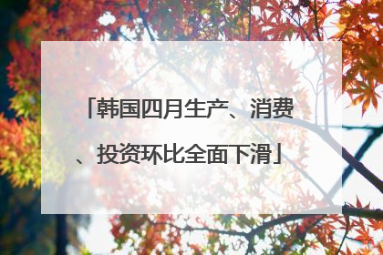 韩国四月生产、消费、投资环比全面下滑
